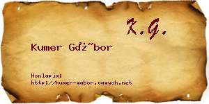 Kumer Gábor névjegykártya